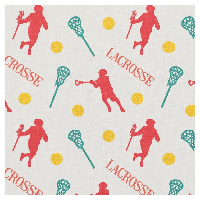 Lacrosse Player-Muster für rote und grüne männlich Stoff (Nahaufnahme)