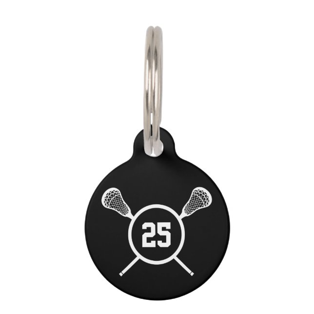 Lacrosse Player Nummer i.d. Hundeschrift Tiernamensmarke (Vorderseite)