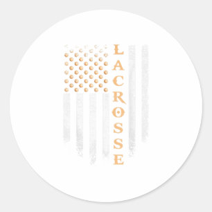 Lacrosse Player Patriotic Funny Runder Aufkleber