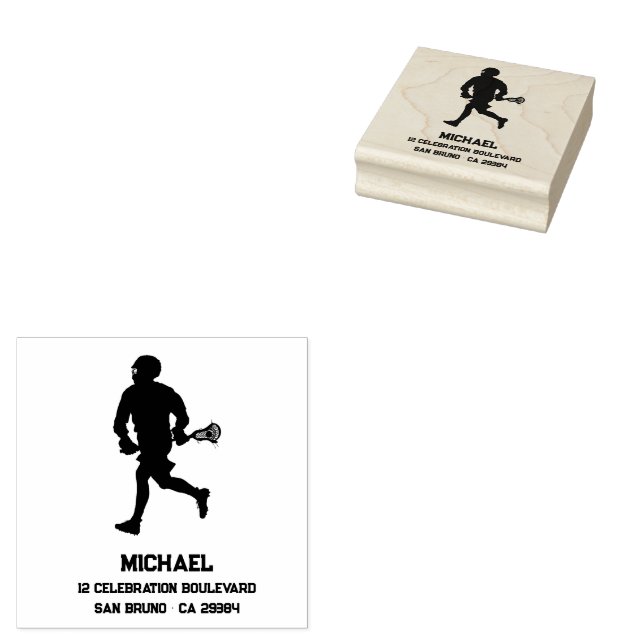 Lacrosse Player Personalisiert Gummistempel (Stempel)