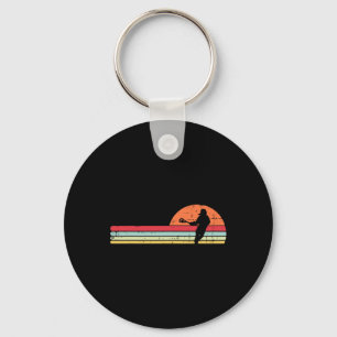 Lacrosse Player Silhouette Sunset Retro Lax Men Wo Schlüsselanhänger