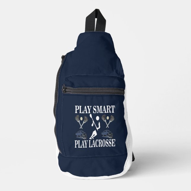 Lacrosse Player Sports Crossbody Bag (Vorderseite)