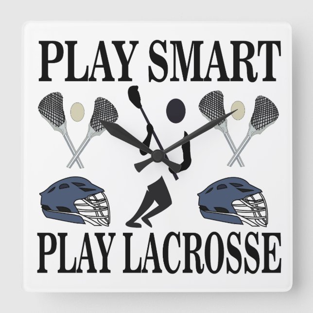 Lacrosse Player Sports Quadratische Wanduhr (Vorderseite)