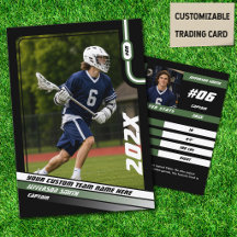 Lacrosse Player Trading Card in Black Green