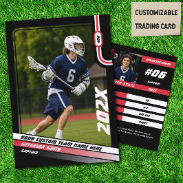Lacrosse Player Trading Card in Schwarz Rot Telefonnummerkarte