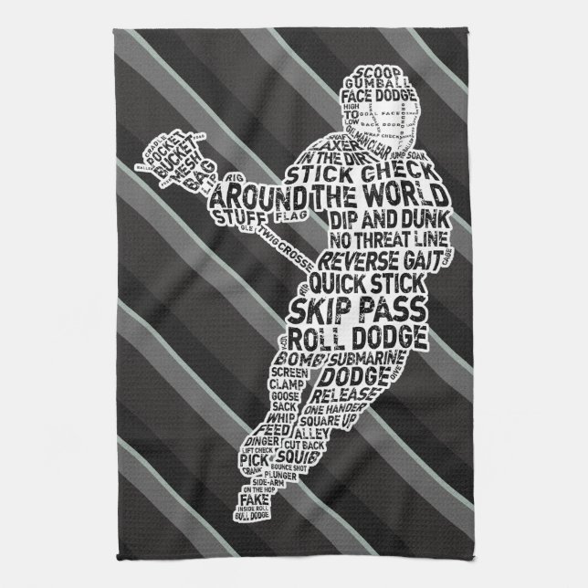 Lacrosse Player Word Art Design Küchentuch (Vertikal)