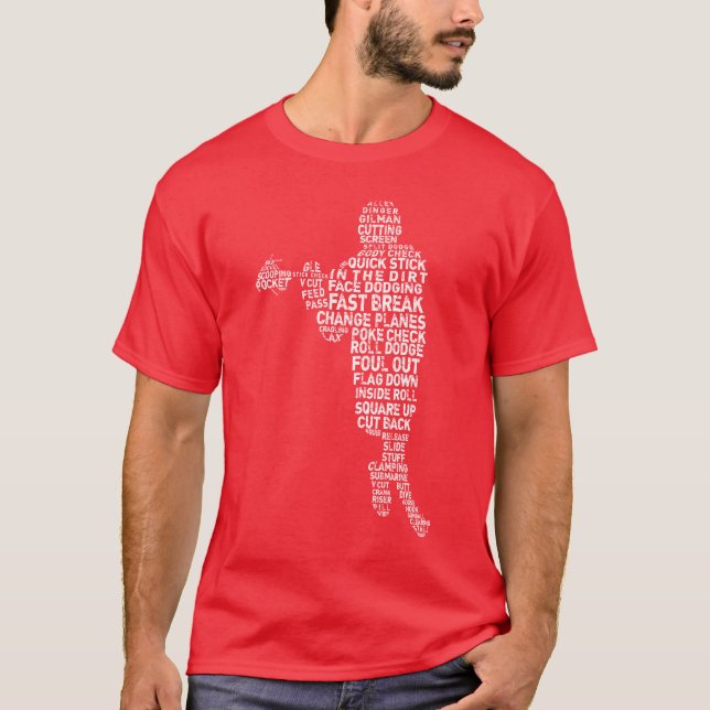 Lacrosse Player Word Art T-Shirt (Vorderseite)