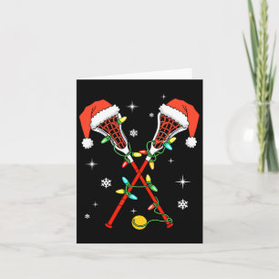 Lacrosse Player Xmas Lights Weihnachtsmannmütze La Karte