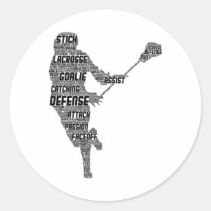 Lacrosse Player Youth Kids Men Boys Runder Aufkleber