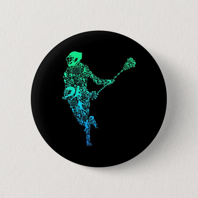 Lacrosse Player Youth Men Boys Kinder Button (Vorderseite)