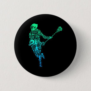 Lacrosse Player Youth Men Boys Kinder Button