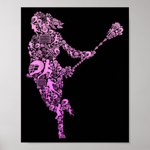 Lacrosse Player Youth Women Girls Kinder Poster