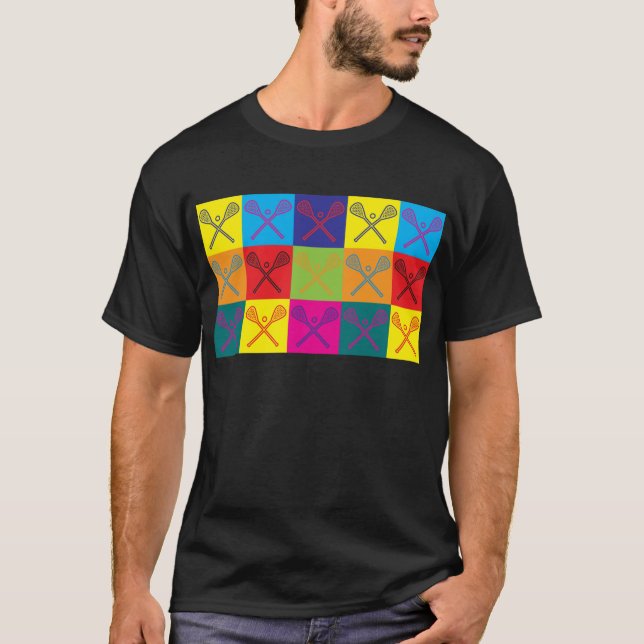Lacrosse-Pop-Kunst T-Shirt (Vorderseite)