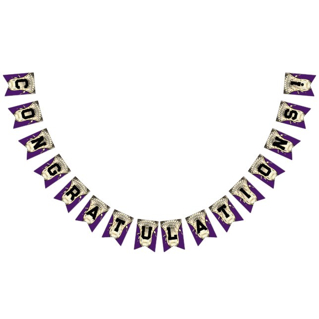 Lacrosse Purple Félicitations Drapeaux de Bunting (Tout)