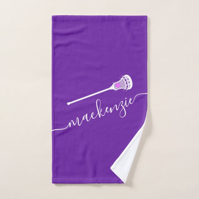 Lacrosse Purple Nom Personnalisé Sport Main Towe (Serviette à main)