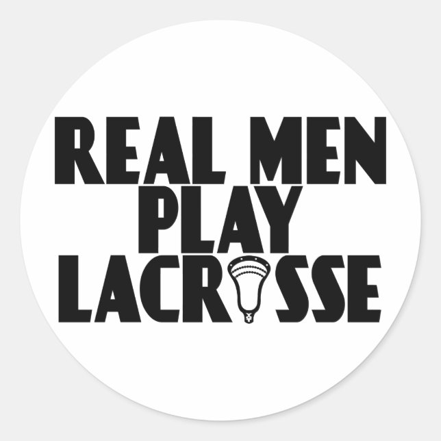 Lacrosse Real Men Runder Aufkleber (Vorderseite)
