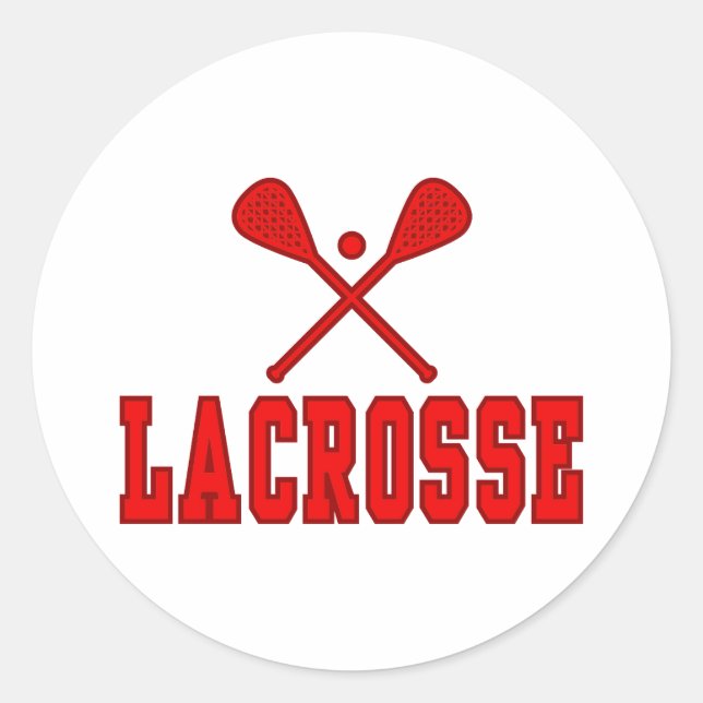 Lacrosse Red Runder Aufkleber (Vorderseite)