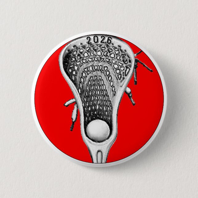 Lacrosse Red Team Gifts Button (Vorderseite)