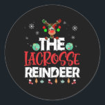Lacrosse Rentier Christmas Pajama Family Matc Runder Aufkleber<br><div class="desc">Die Lacrosse Rentier Weihnachts-Pajama-Familie passt zusammen</div>