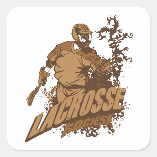 Lacrosse Rocks! Quadratischer Aufkleber (Vorderseite)