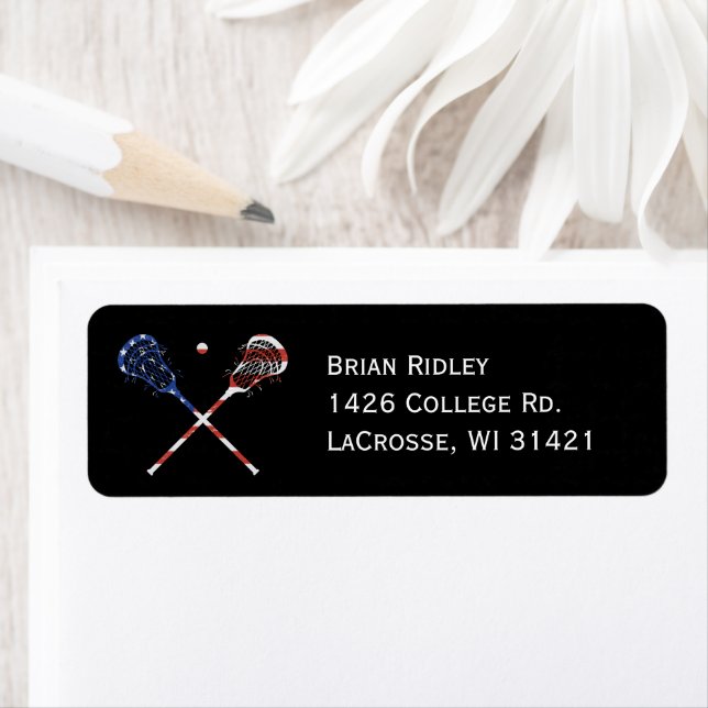 Lacrosse Rücksendeadressen-Aufklebers Patriotische (Insitu)