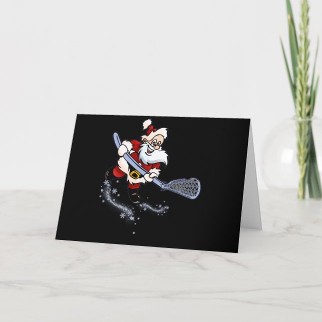 Lacrosse Santa Christmas Cool Lax Sport Ugly X-Mas Karte (Vorderseite)