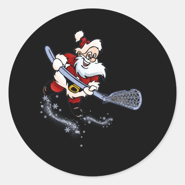 Lacrosse Santa Christmas Cool Lax Sport Ugly X-Mas Runder Aufkleber (Vorderseite)