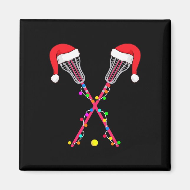 Lacrosse Santa Hat Christmas Magnet (Vorne)