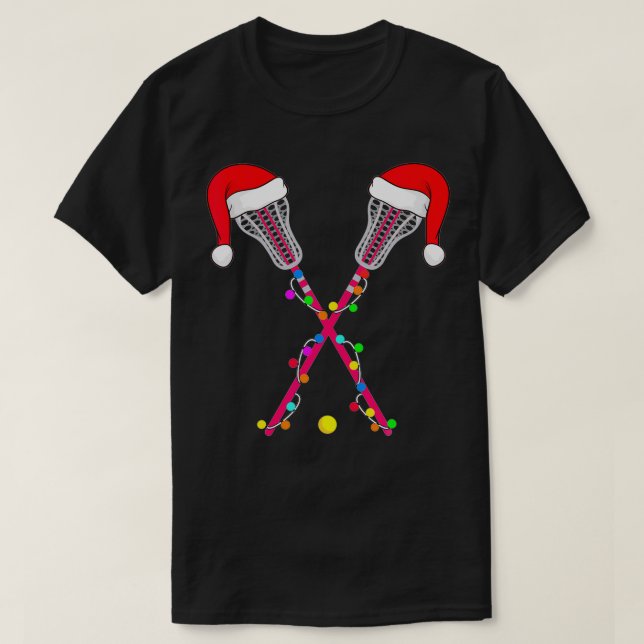 Lacrosse Santa Hat Christmas T-Shirt (Design vorne)