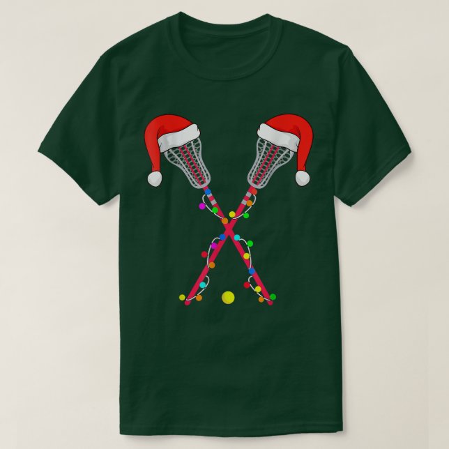 Lacrosse Santa Hat Christmas T-Shirt (Design vorne)