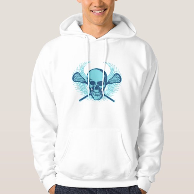 Lacrosse-Schädel - Blau Hoodie (Vorderseite)