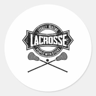 Lacrosse schlägt Leute mit Stöcken lustig Runder Aufkleber