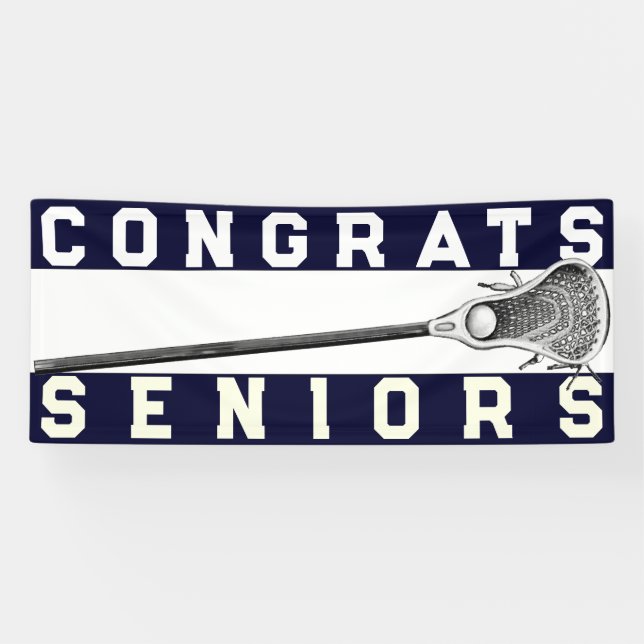 Lacrosse Senior Night Navy Blue Banner (Horizontal)