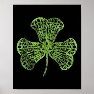 Lacrosse Shamrock Klee St Patricks Day Spieler Mit Poster
