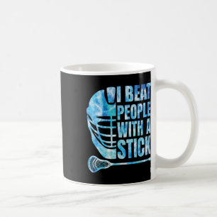 Lacrosse Shirt Lax Ich schlage Leute mit einem Sti Kaffeetasse