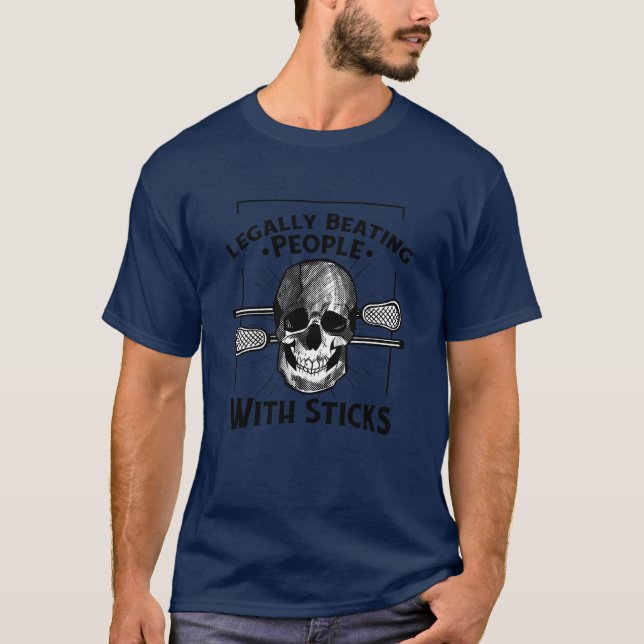 Lacrosse Skull für Lacrosse Liebhaber T-Shirt (Vorderseite)