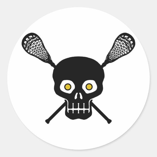 Lacrosse Skull Runder Aufkleber (Vorderseite)