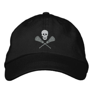 Lacrosse Skull und Cross Sticks bestickte Spitze Bestickte Kappe