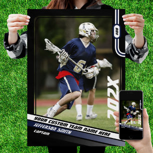 Lacrosse-Spieler-Personalisiertes Geschenk in Blau Poster