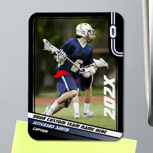 Lacrosse-Spieler-Sammelkarten in Schwarz Blau Magnet