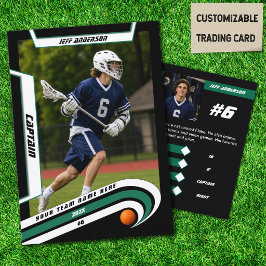 Lacrosse-Spieler-Tauschkarte in lebendigem Grün Telefonnummerkarte