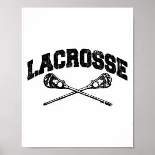 Lacrosse-Spieler-Trainer gekreuzte Lax-Stöcke Vint Poster