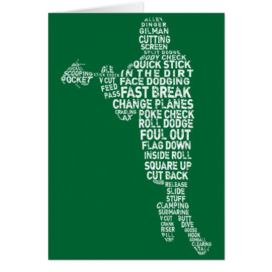 Lacrosse-Spieler-Typografie-Gruß-Karten Karte