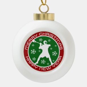 Lacrosse-Spieler-Weihnachtsverzierung Keramik Kugel-Ornament