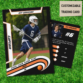 Lacrosse-Spielertauschkarte in lebendigem Orange Telefonnummerkarte