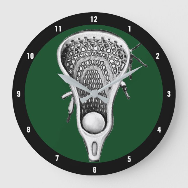 Lacrosse Sportdekor Große Wanduhr (Vorderseite)