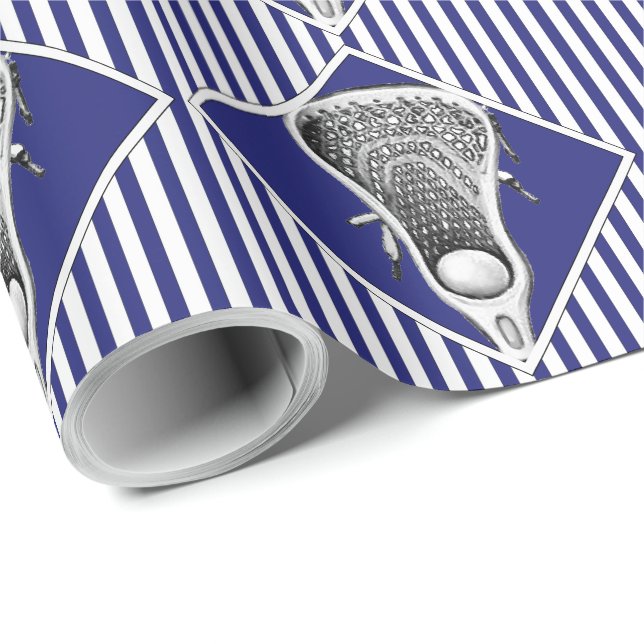 Lacrosse Sports Blue Geschenkpapier (Rolleneckpunkt)