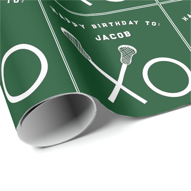 Lacrosse Sports Geburtstag Geschenkpapier (Rolleneckpunkt)