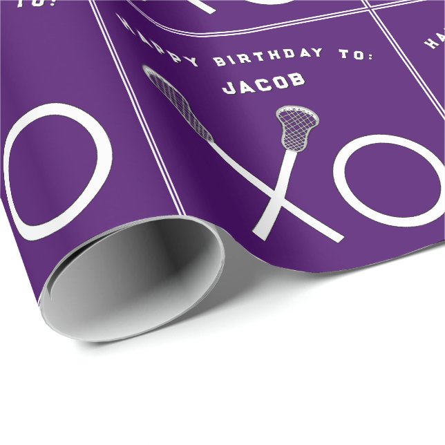 Lacrosse Sports Geburtstag Geschenkpapier (Rolleneckpunkt)