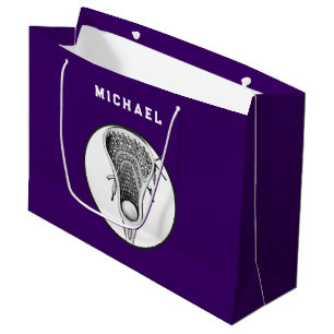 Lacrosse Sports Lila große Geschenktasche Geschenktüte